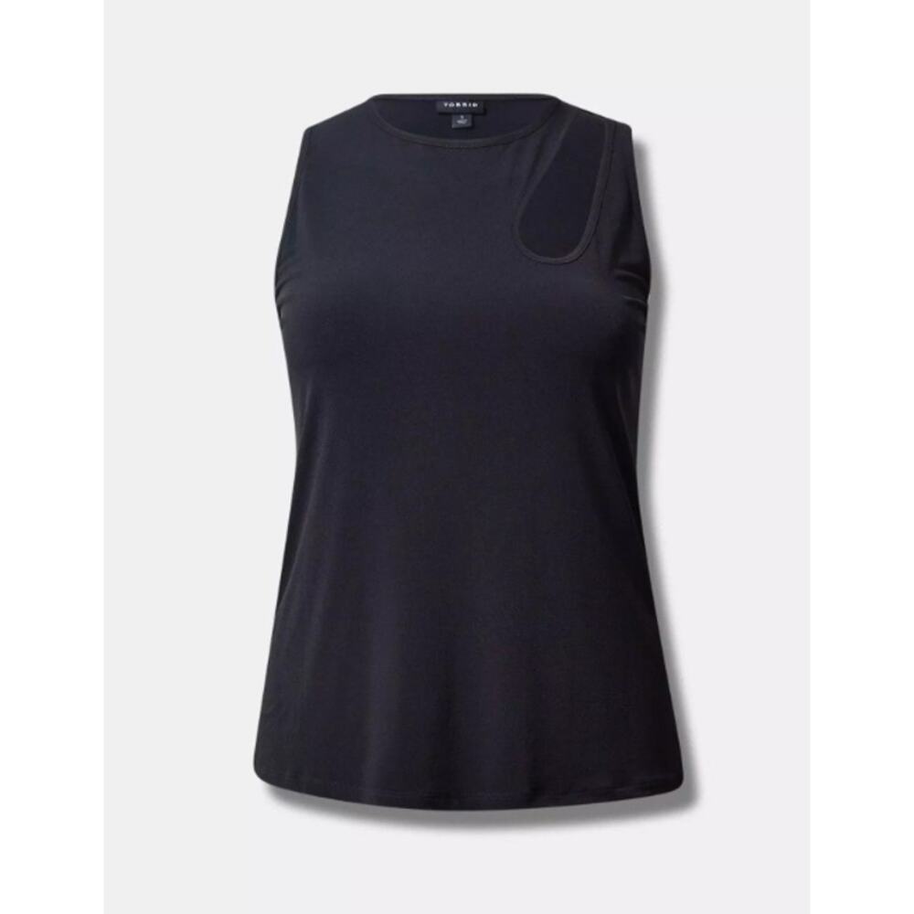Torrid Womens Plus Size Black Studio Knit Asymmetrical Cut Out Top Size 2 2X New